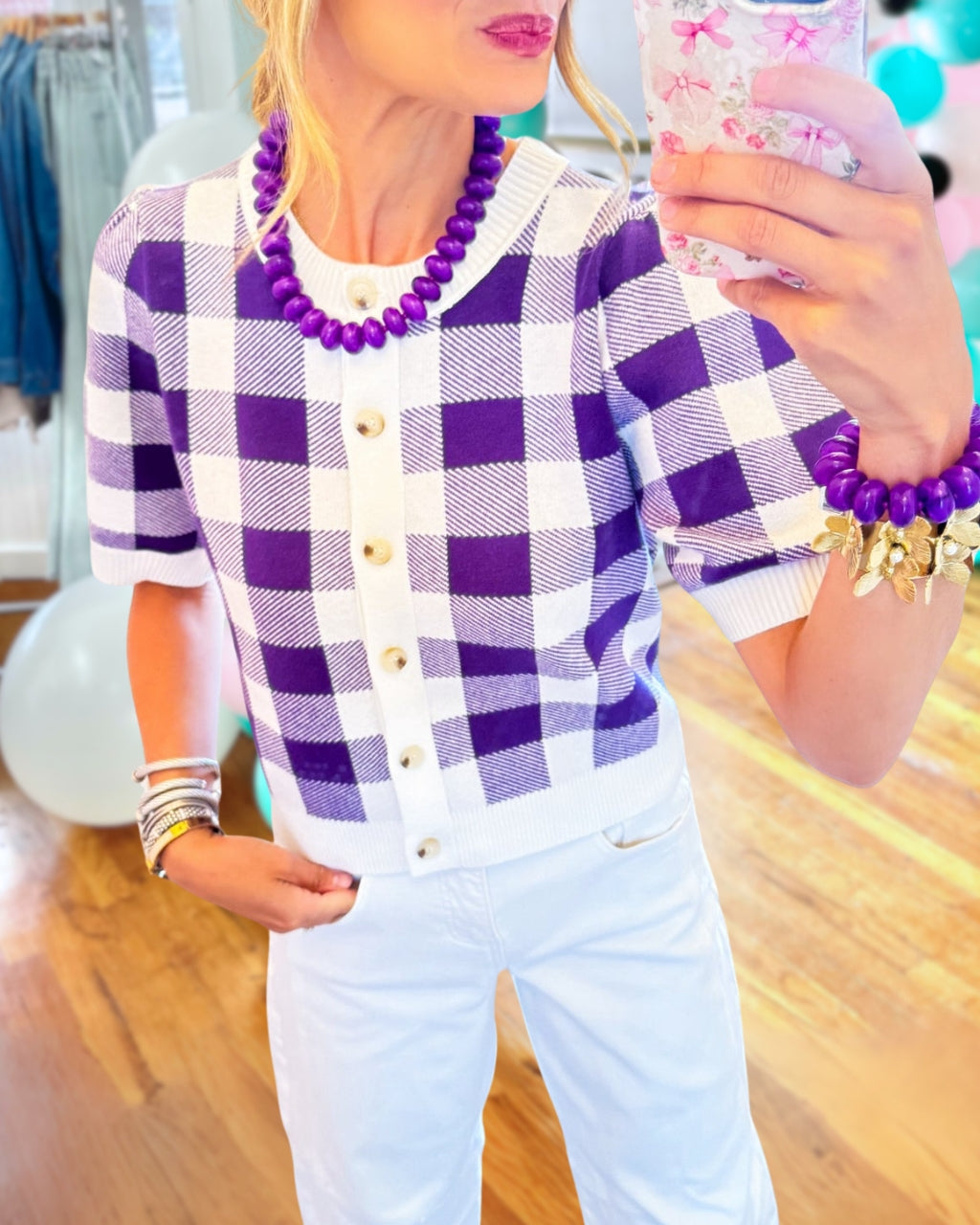 Puff Sleeve Gingham Crop Top