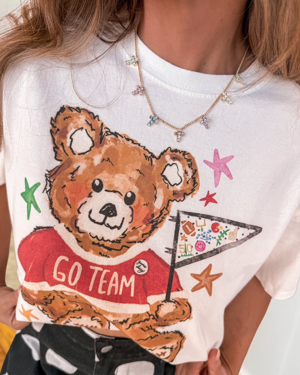 Go Team Teddy Print Tee