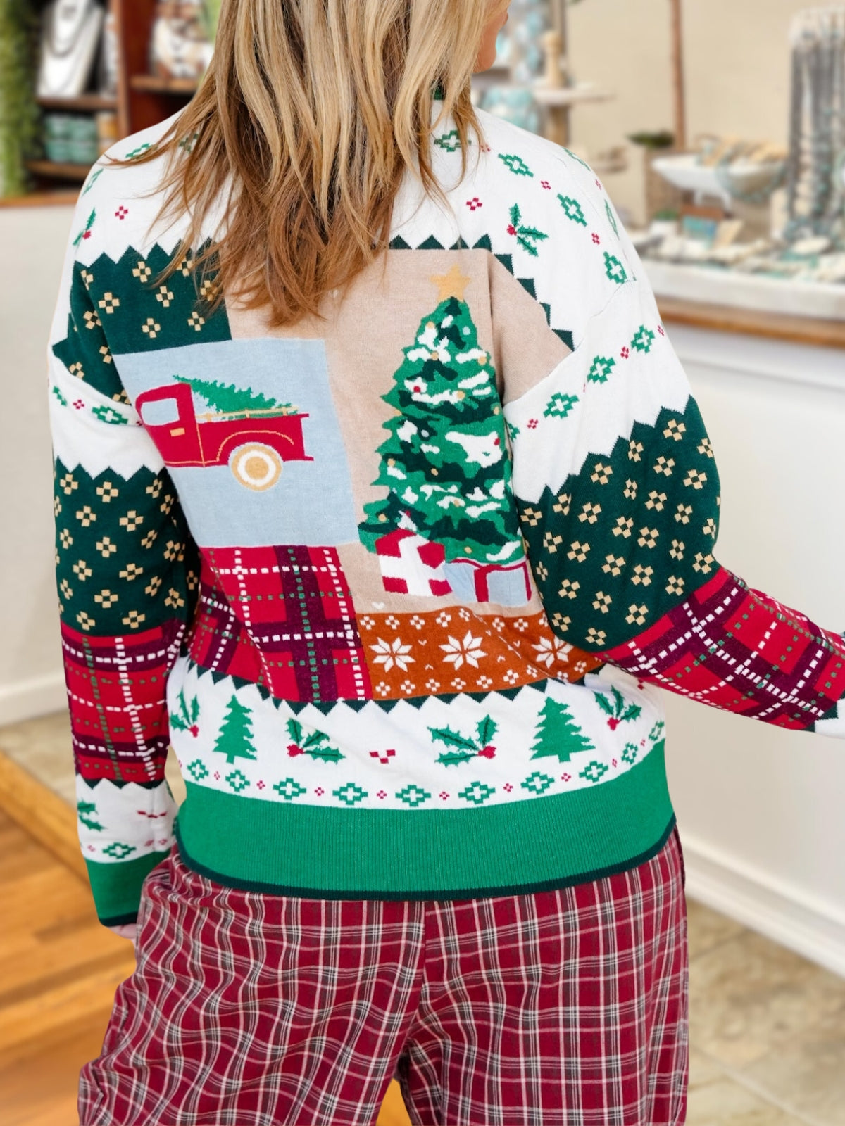 Christmas-Themed Printed Pullover