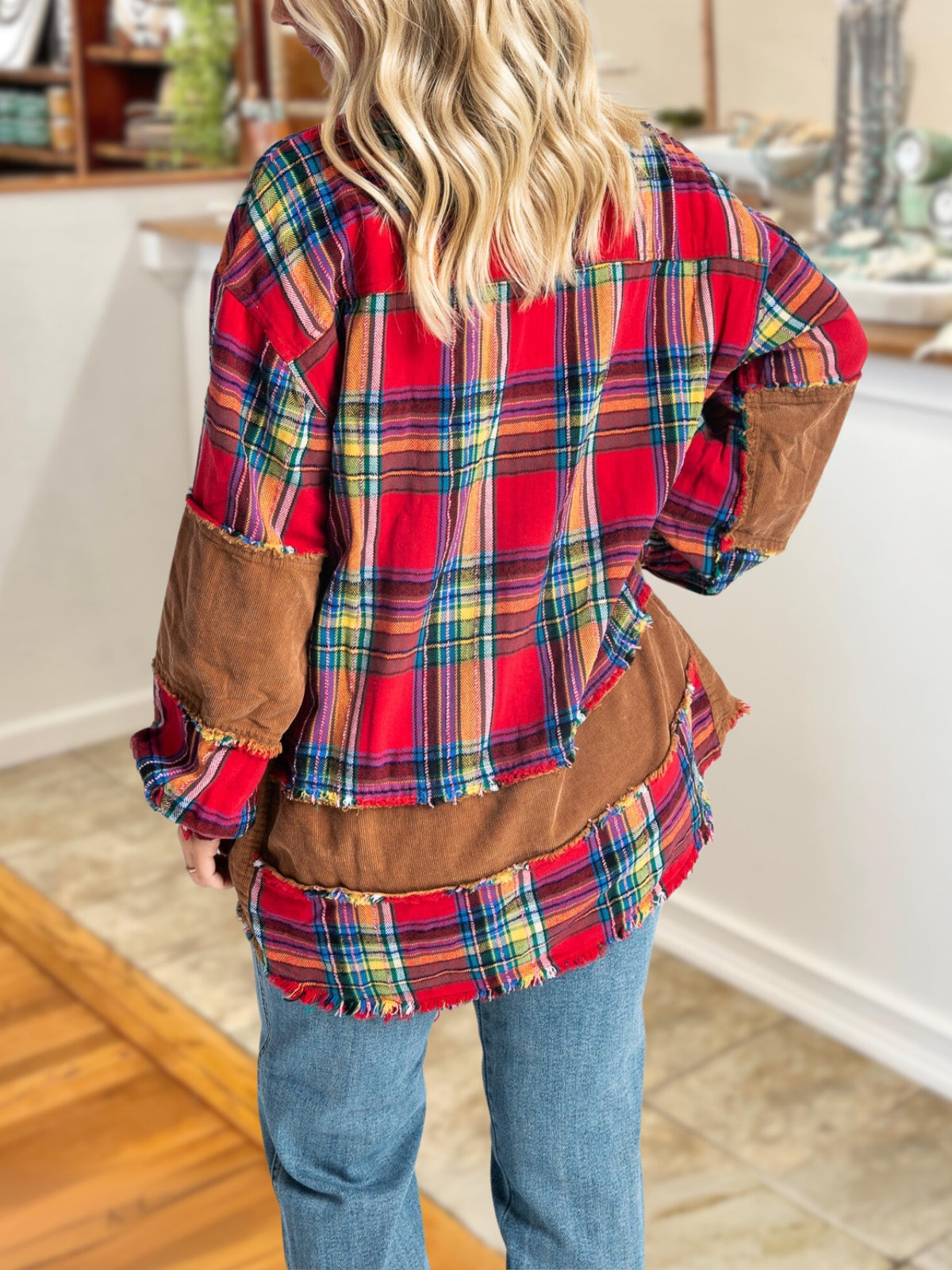 ColorBlock Plaid Wool Blend Shirt