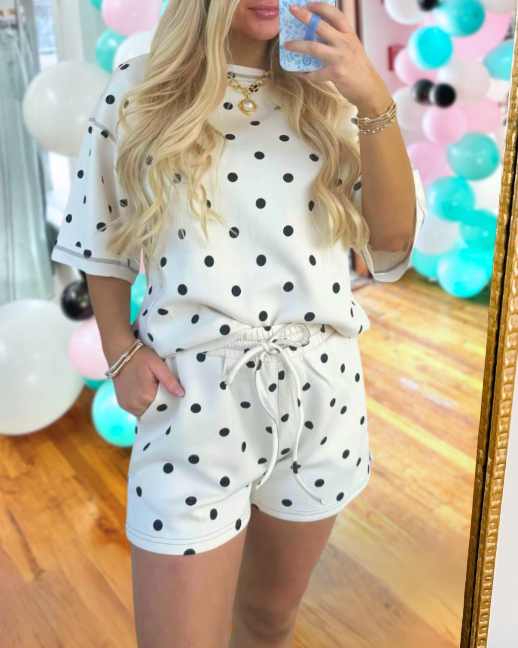 Minimalist Polka-Dot Shorts Set