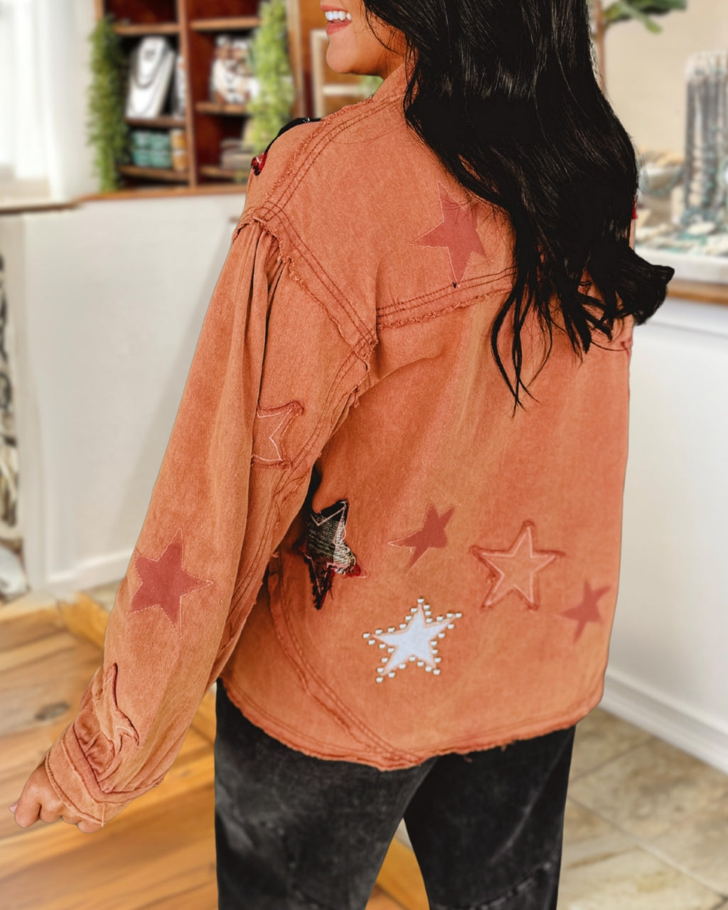 Playful Star Patch Denim Jacket
