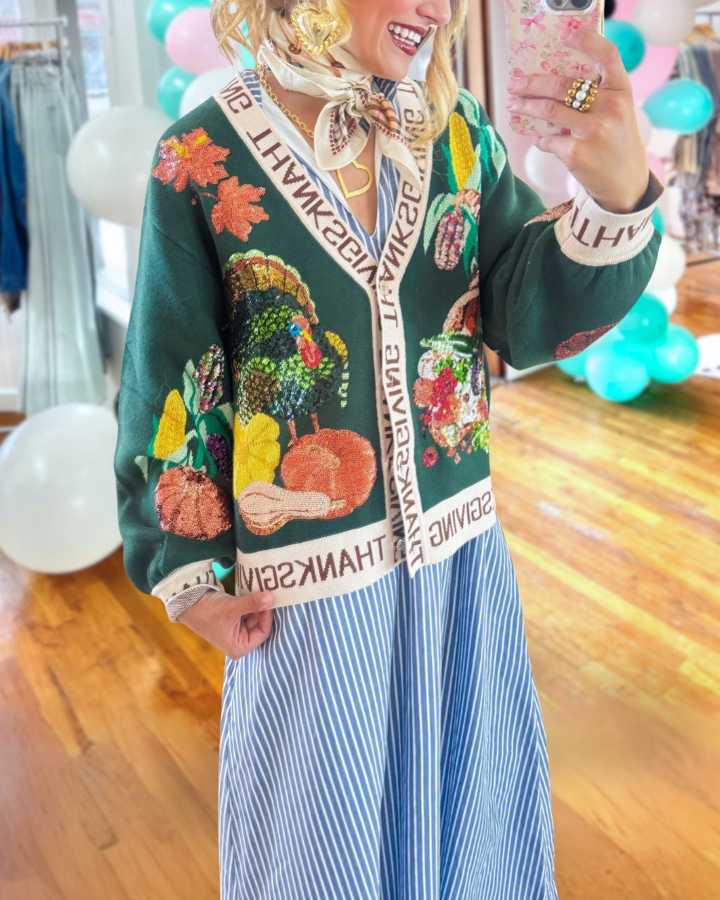 Trendy Thanksgiving Sequin Cardigan