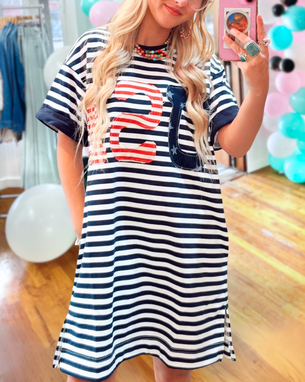 USA Patch Striped Dress
