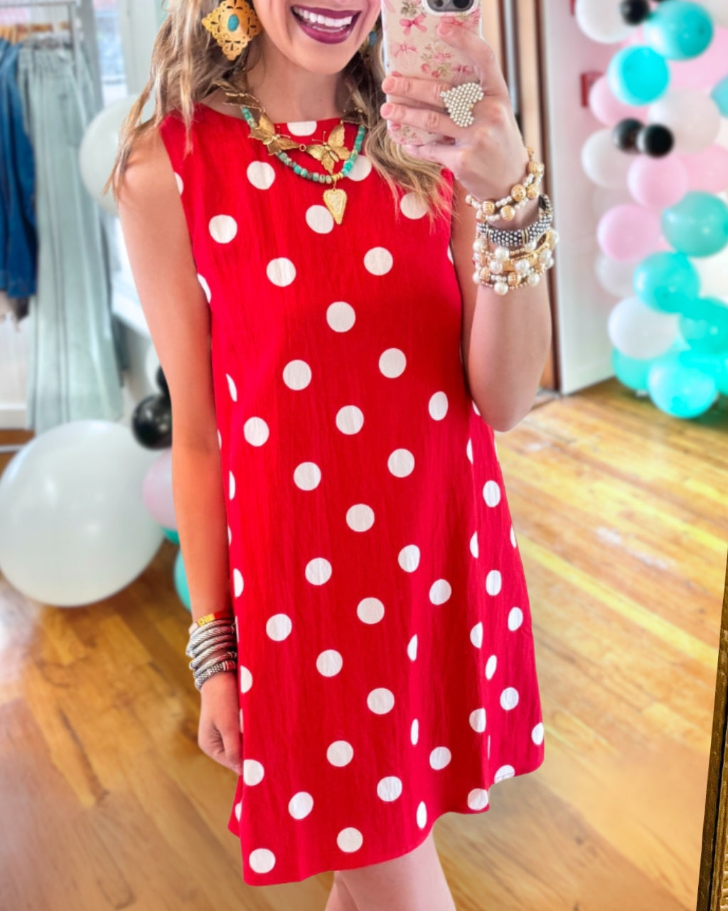 Polka-dot Sleeveless Mini Dress
