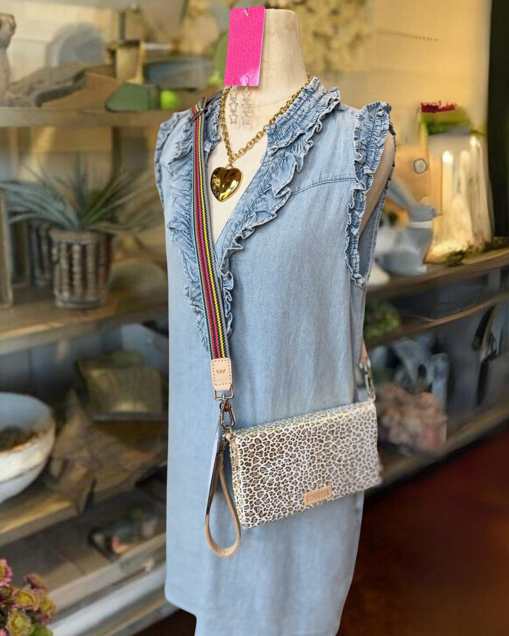 Ruffled Sleeveless Denim Dress