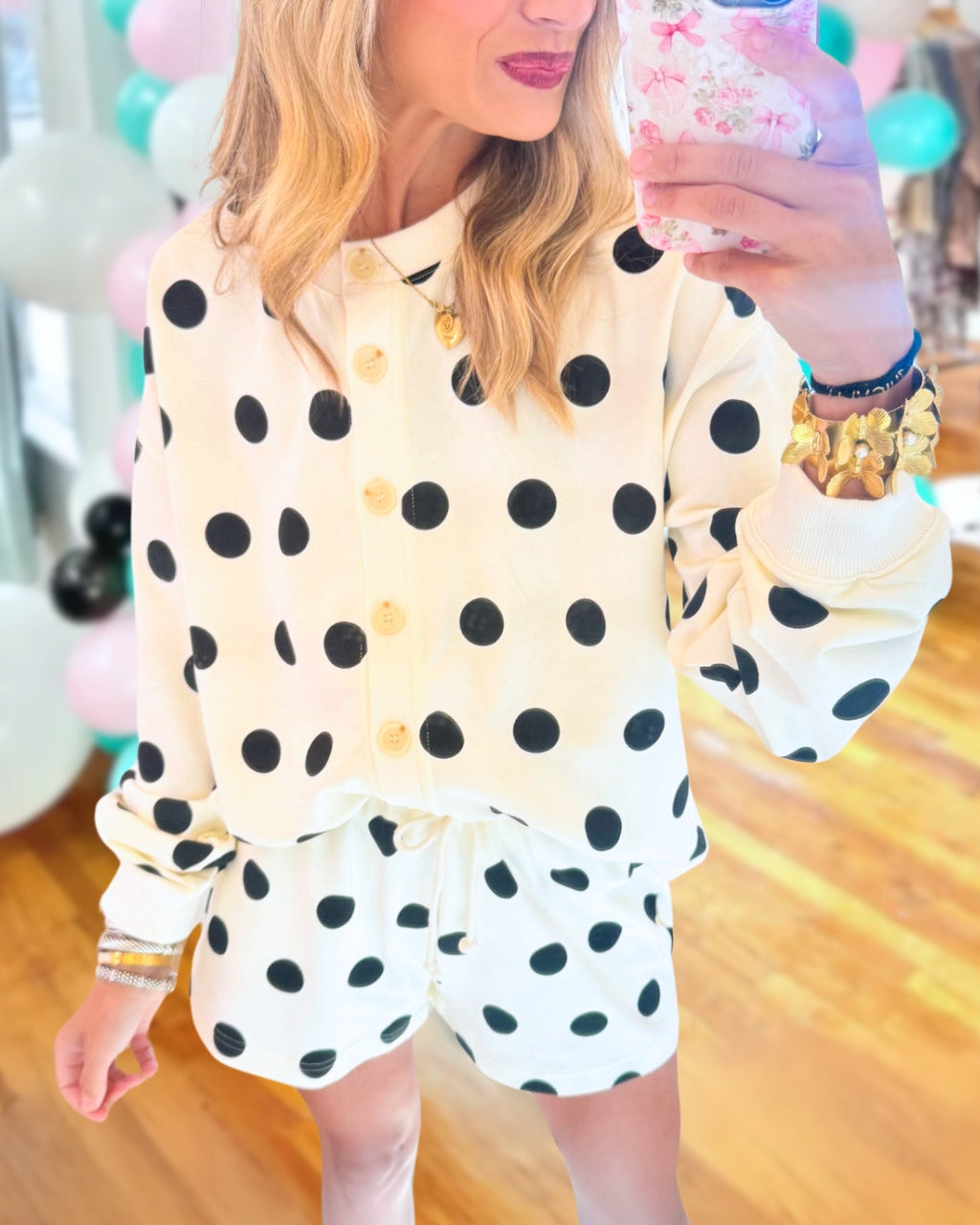 Polka Dot Buttoned Up Set