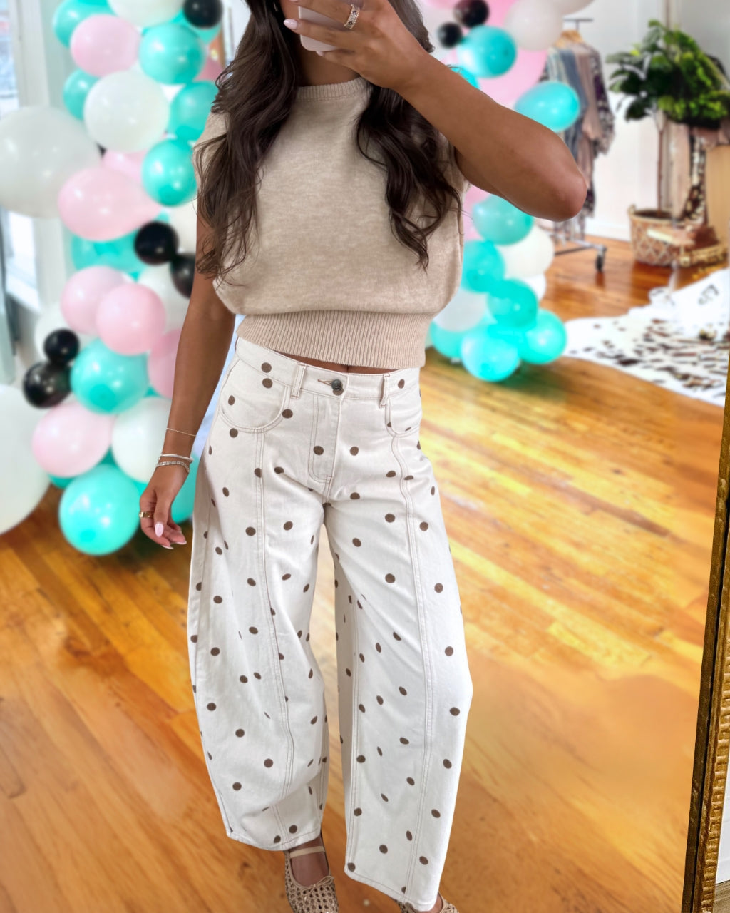 Trendy Polka Dot Print Casual Pants