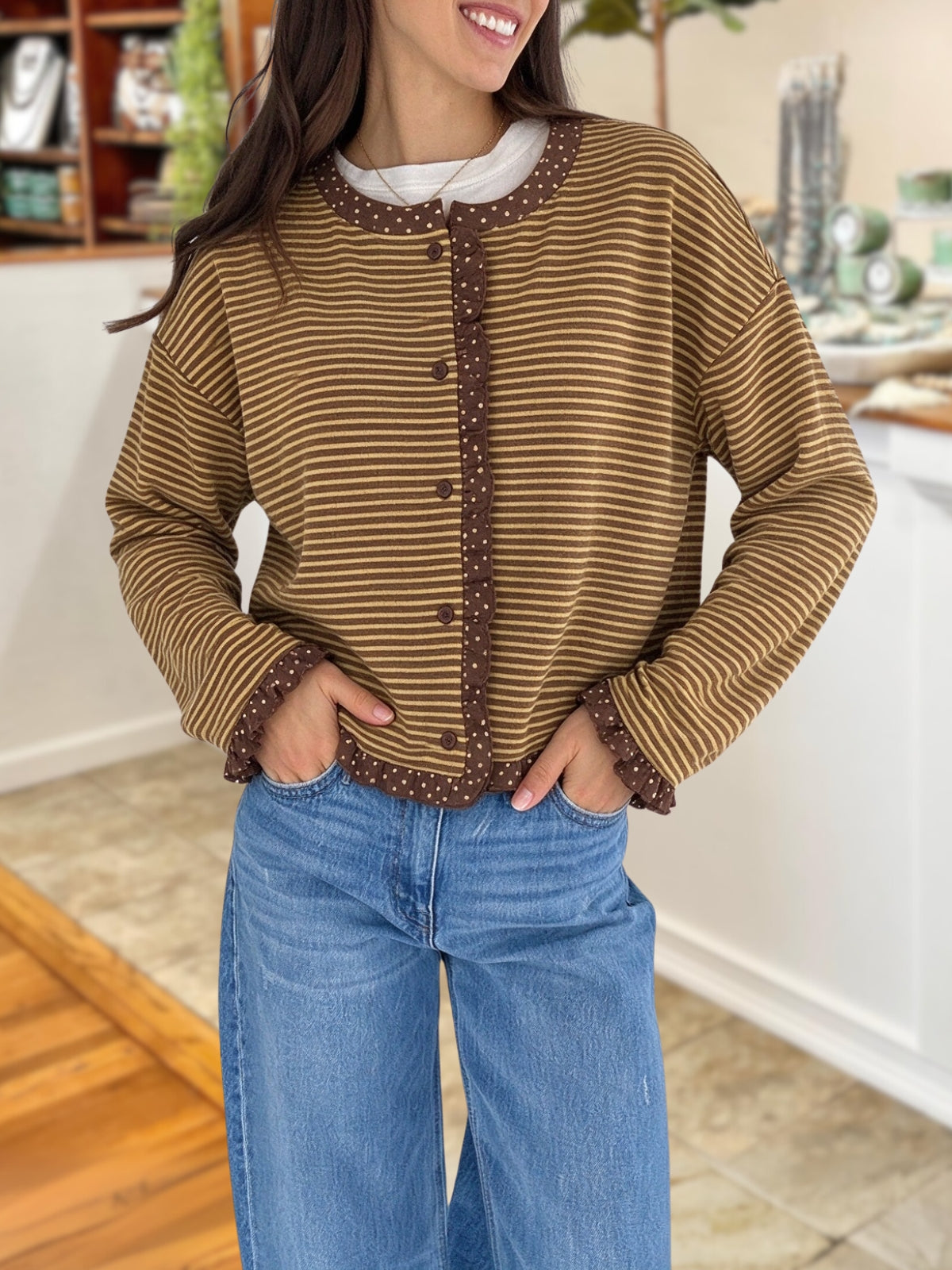Polka Dot Striped Cardigan