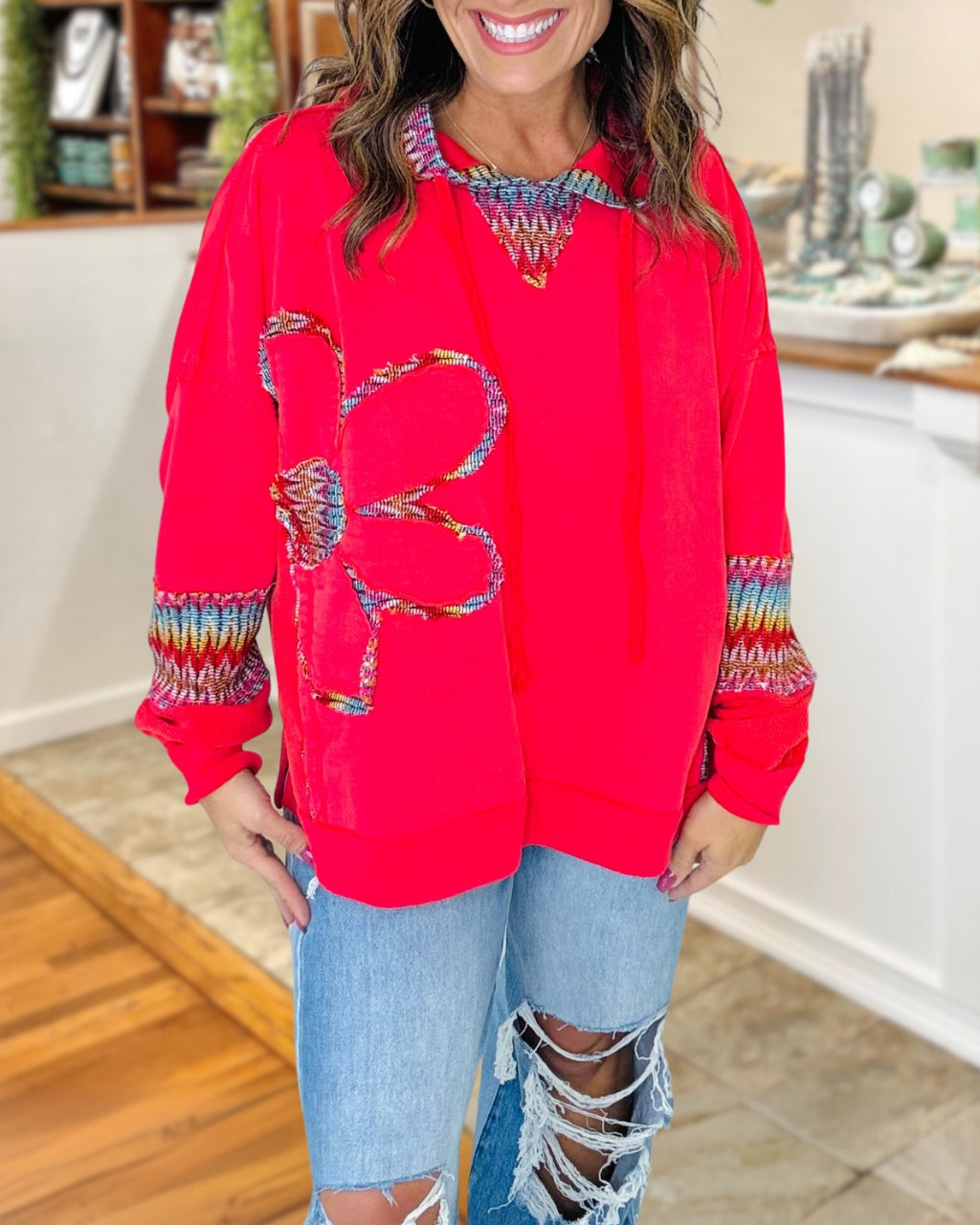 Vintage Wash Daisy Hoodie Pullover