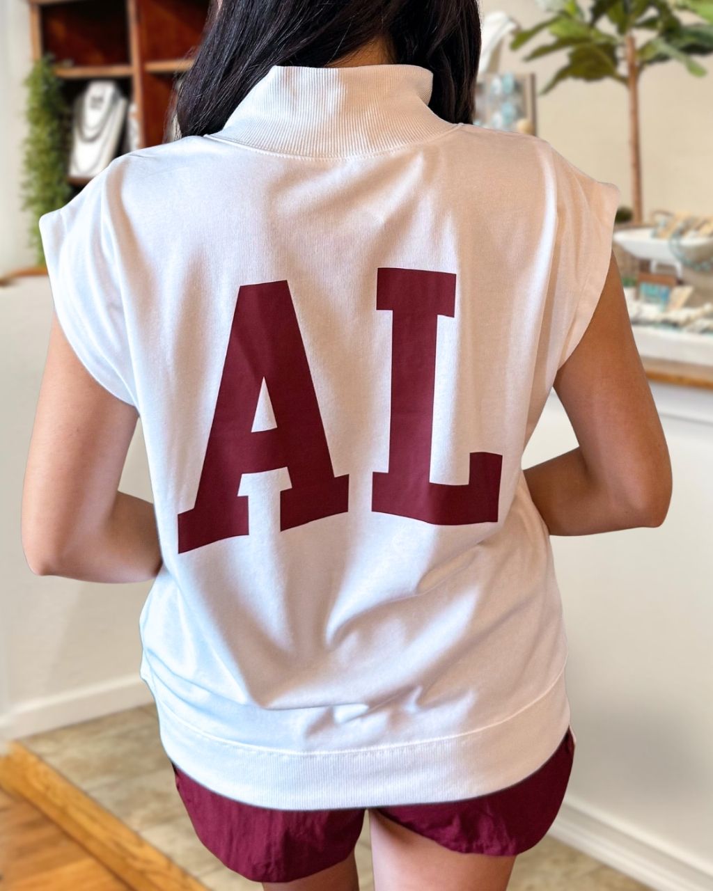 Game Day Print Sleeveless Turtleneck Top