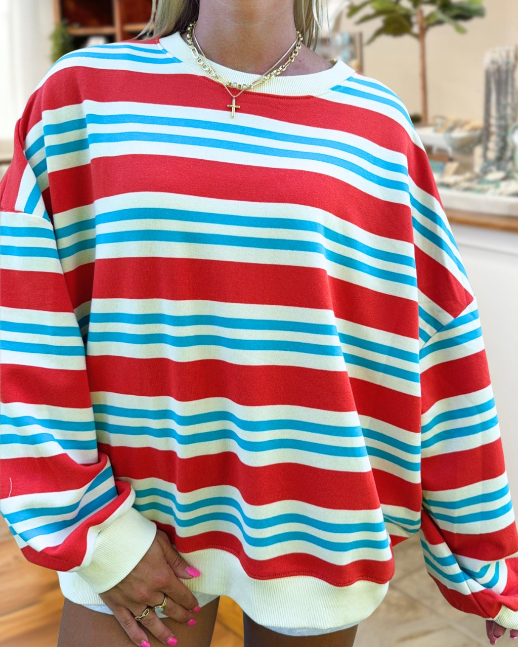 Fun Retro Striped Sweatshirt