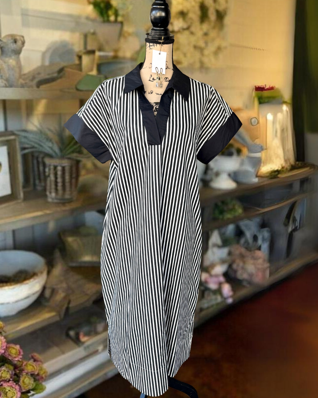 Striped V-neck Maxi Dress