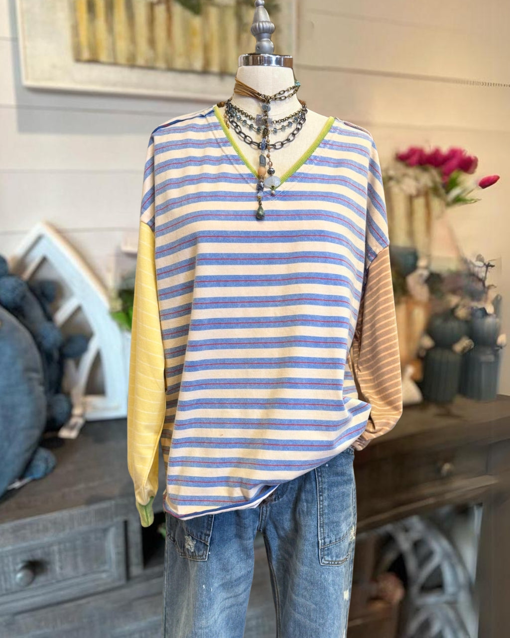 Striped Color-block Casual Pullover