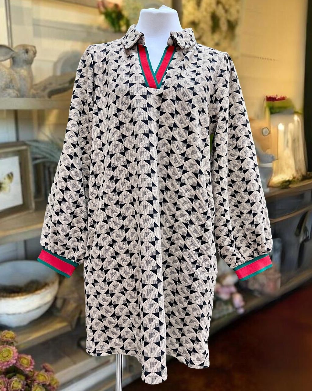 Stylish Houndstooth Print Dress