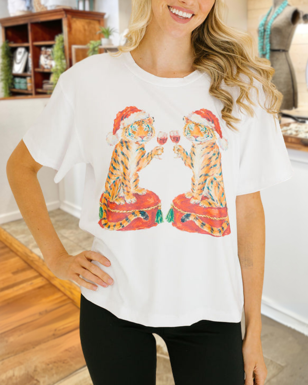 Christmas Tiger-Print T-Shirt
