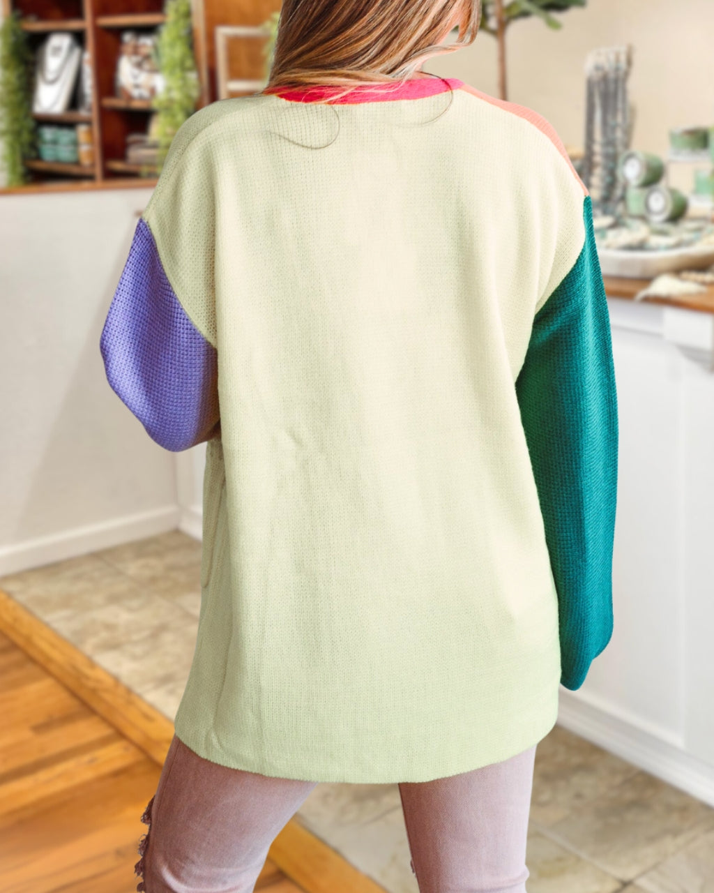 Bold Neon Style Patchwork Cardigan
