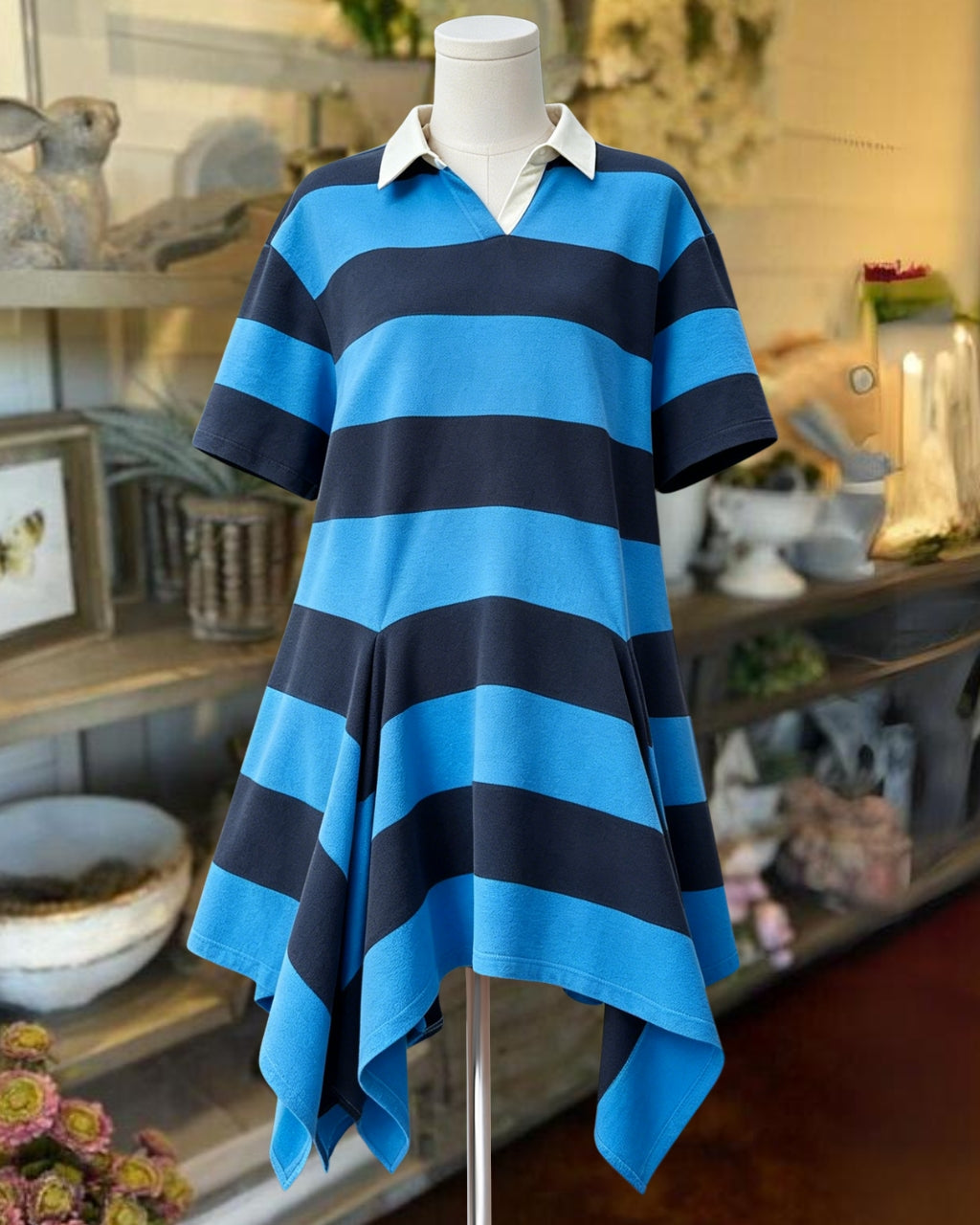 Unique Hem Striped Dress