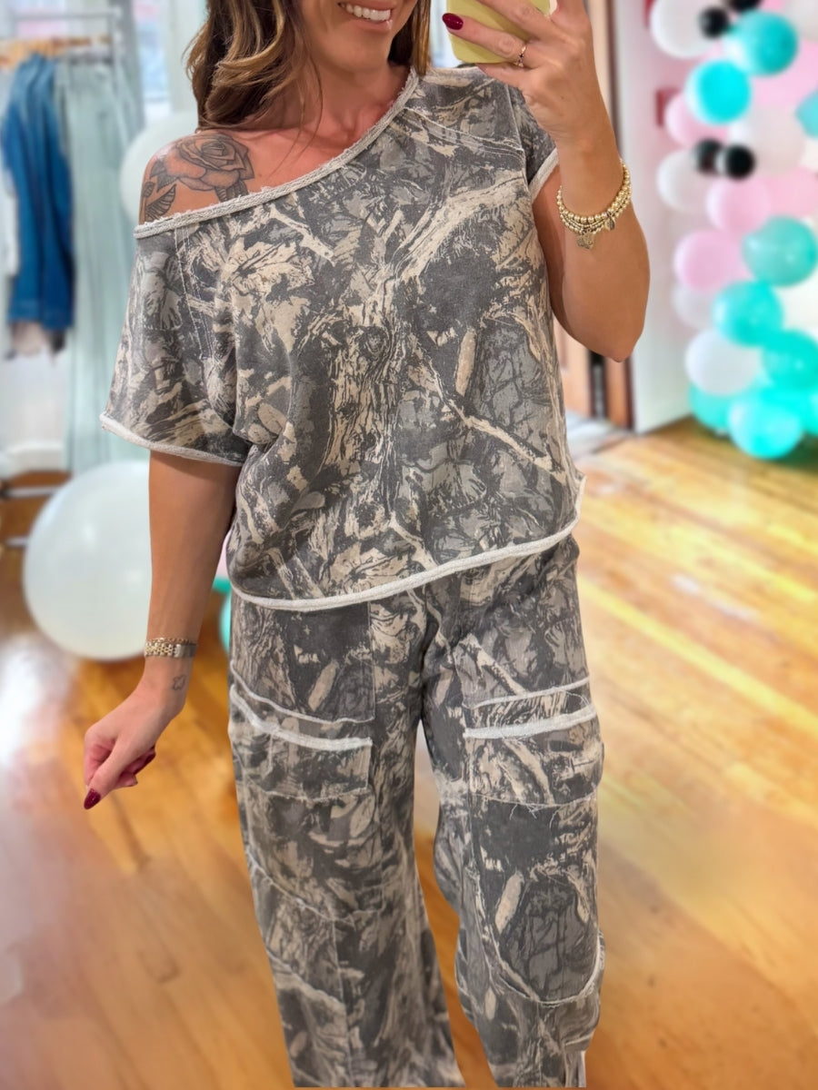 Casual Camouflage Print Set