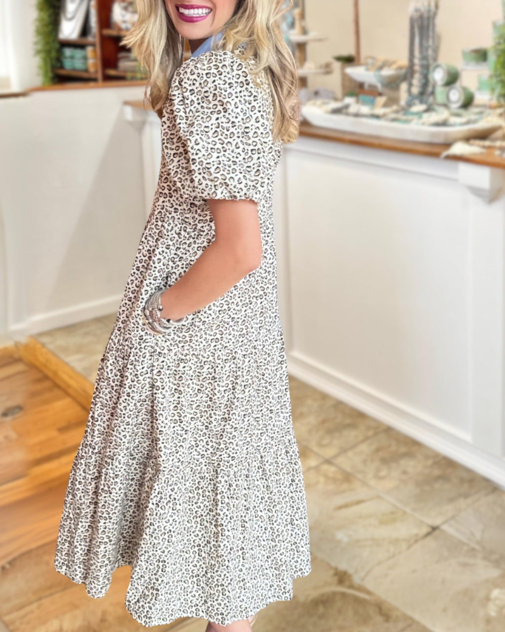 Leopard Satin Maxi Dress