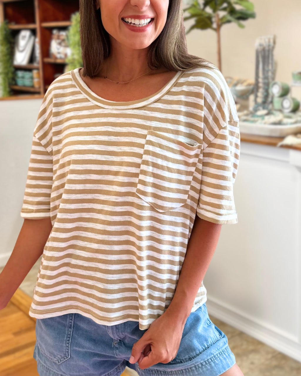Relaxed Stripe Pocket Tee