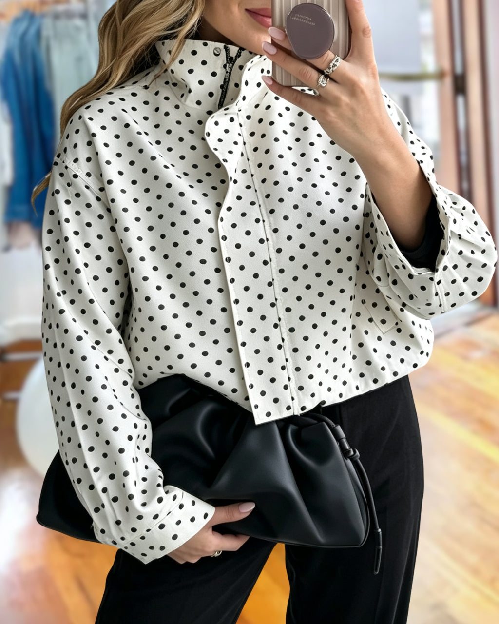 Stylish Turtleneck Polka-Dot Jacket