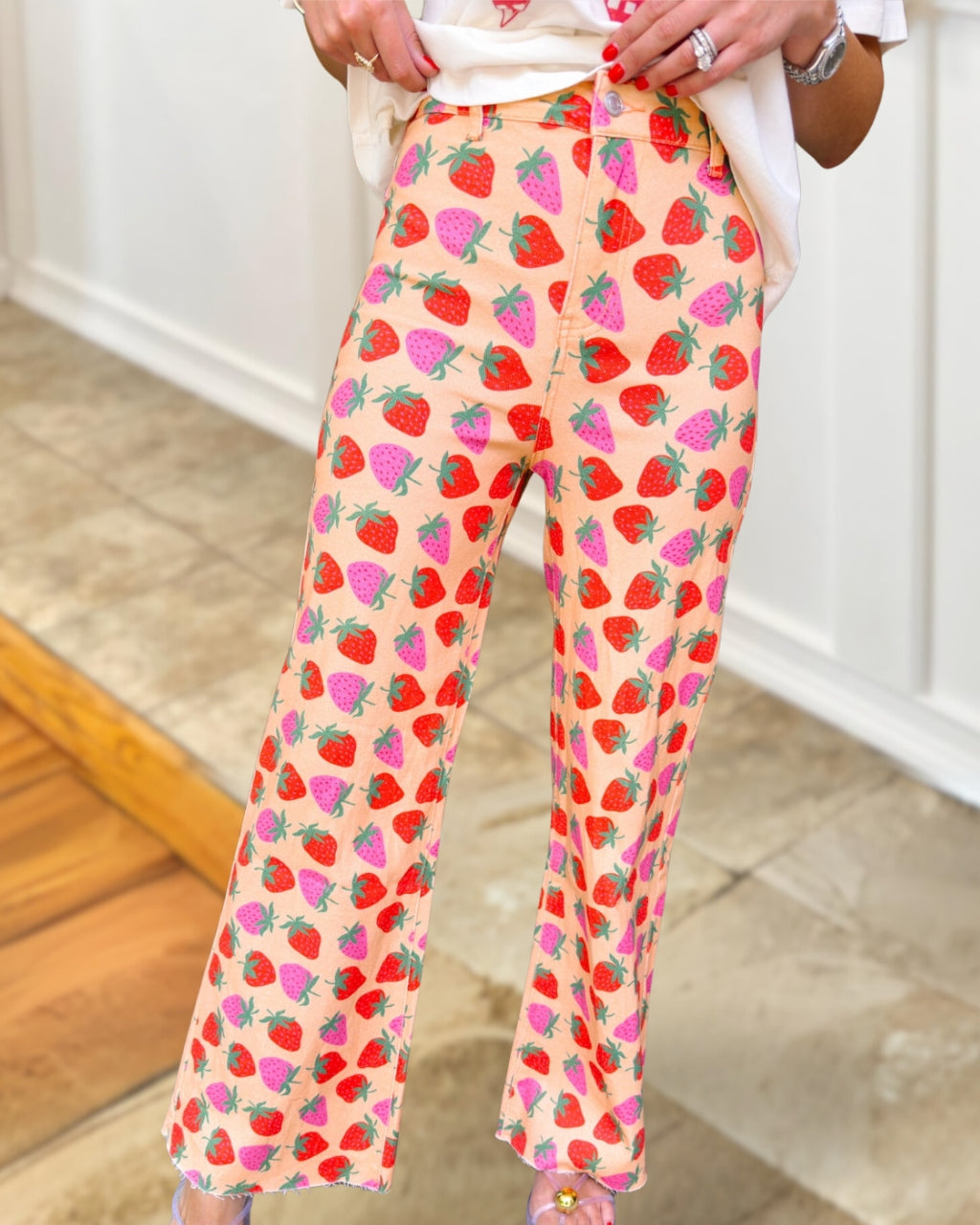 All Over Strawberry Print Pants