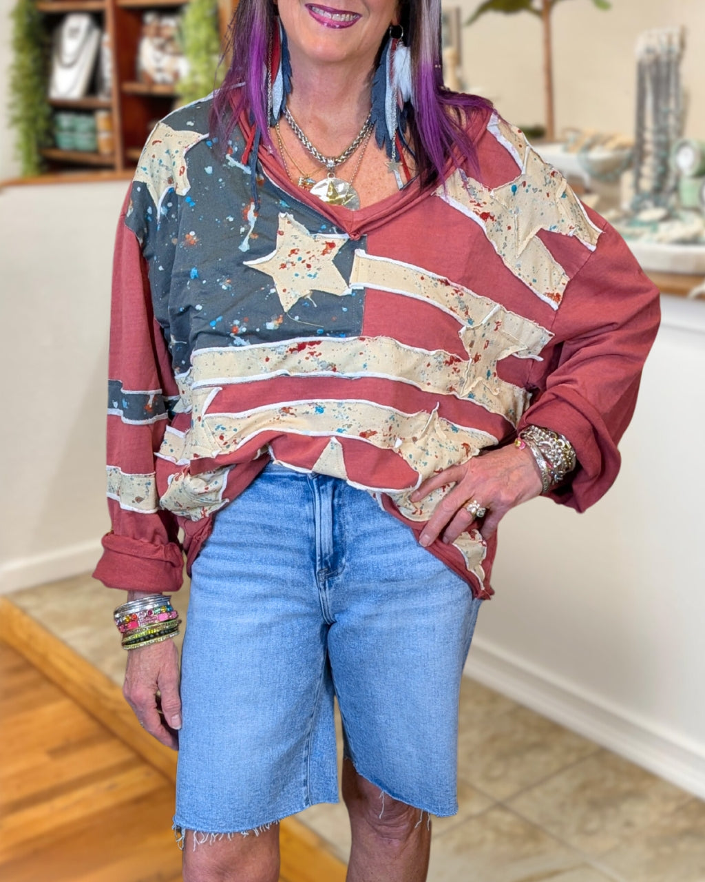 Artistic Flag V-neck Pullover