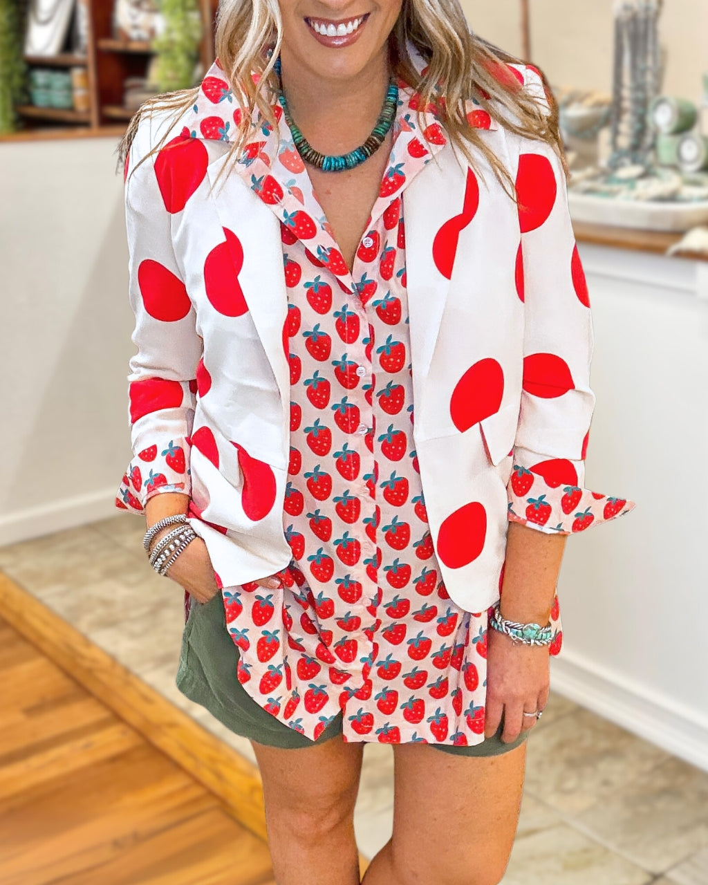 Chic Polka Dot Suit Jacket