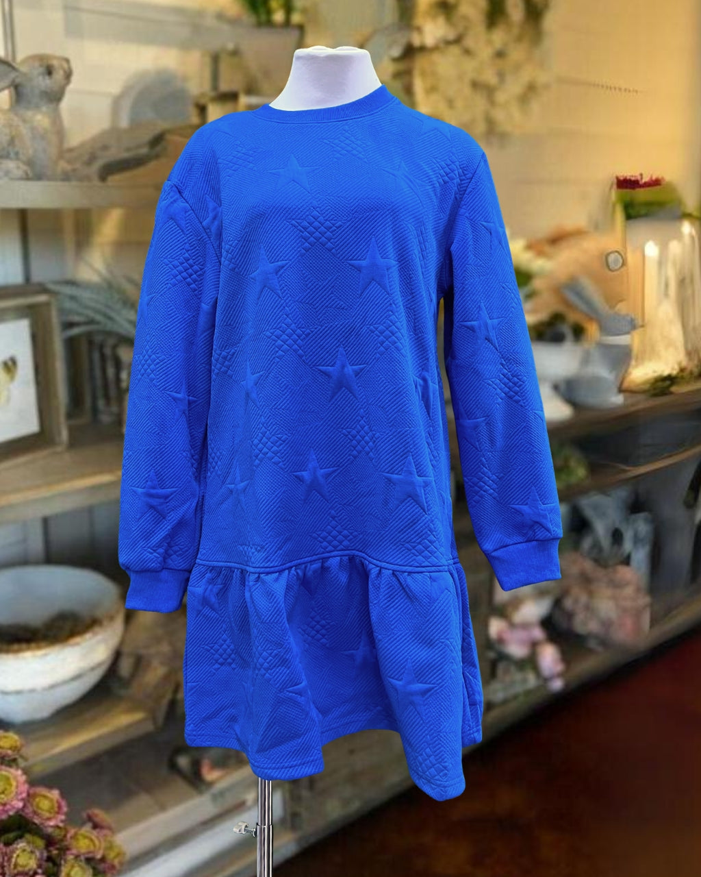 Star-textured Crew Neck Dress