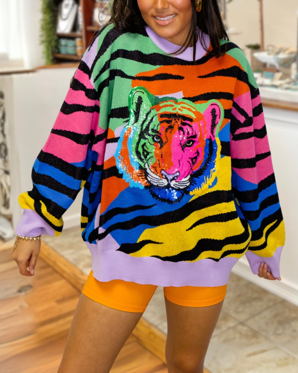 Tiger Sequin Rainbow Sweatshirt