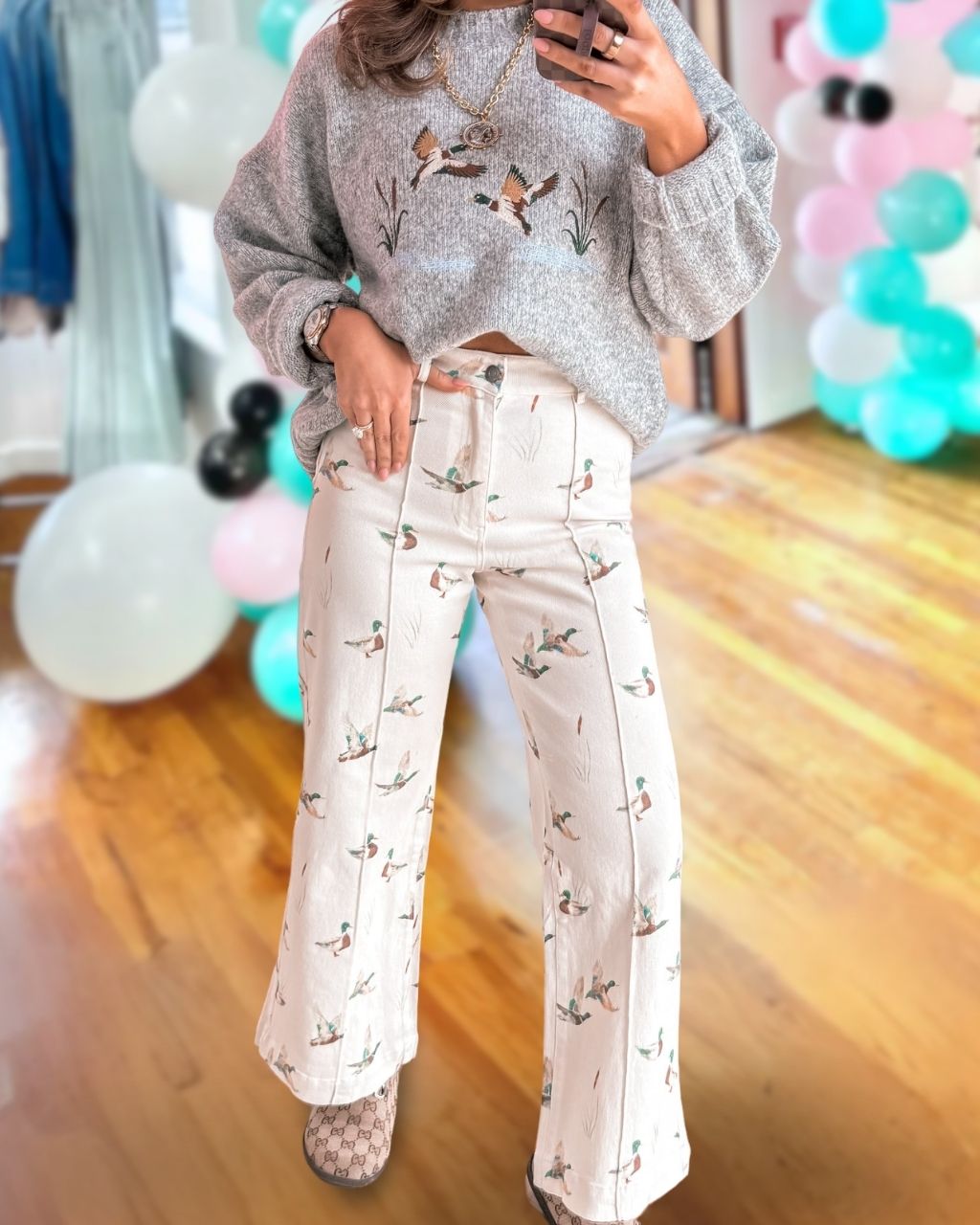 Mallard Duck Print Jeans