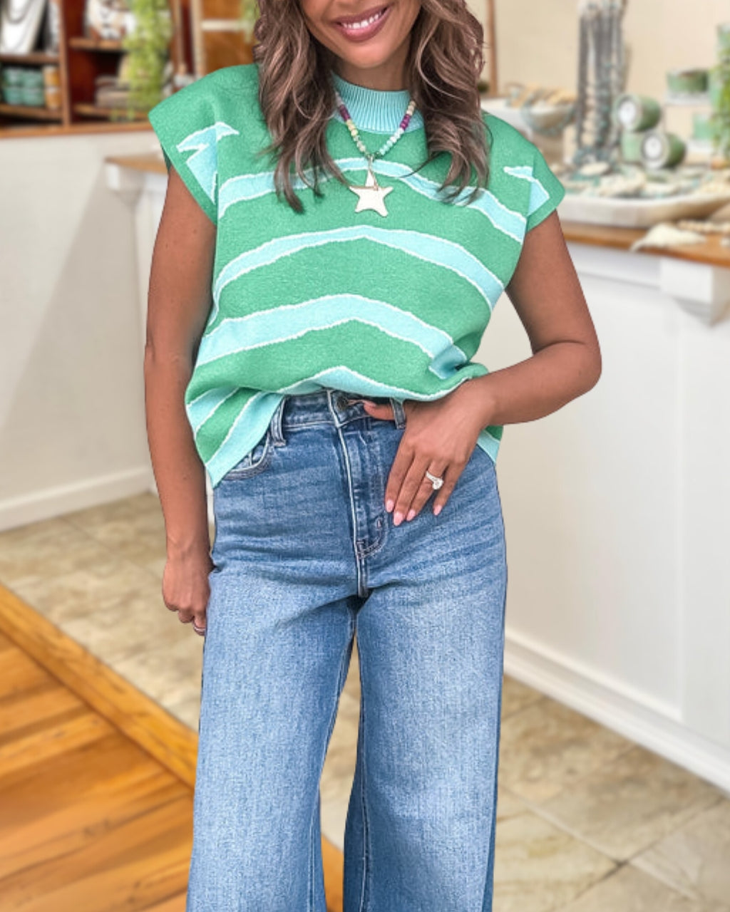 Color-blocked Knit Sleeveless Top