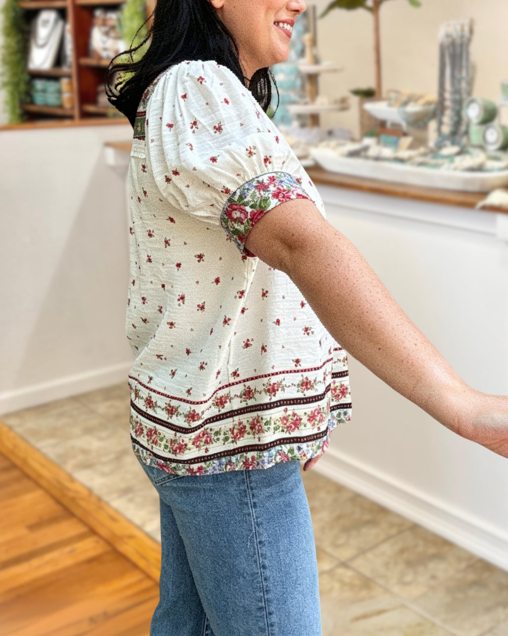 Charming Pastoral Floral Top