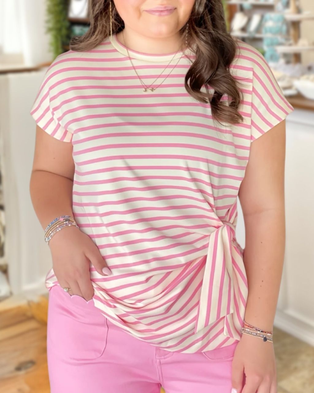 Side-Knot Stripe Top