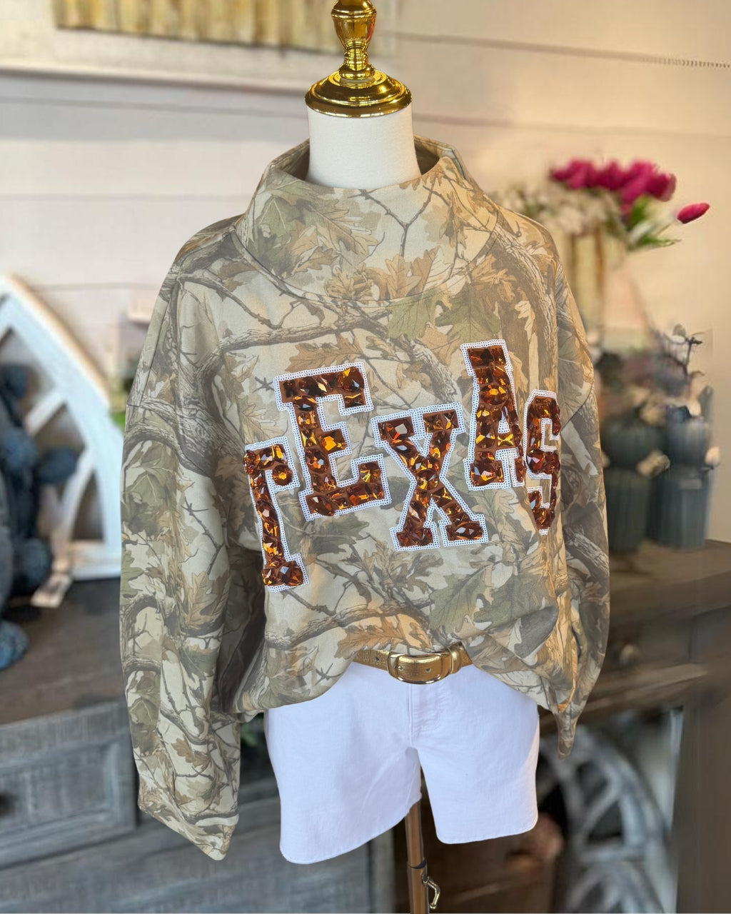 Game Day Camouflage Sequin Rhinestone Pullover