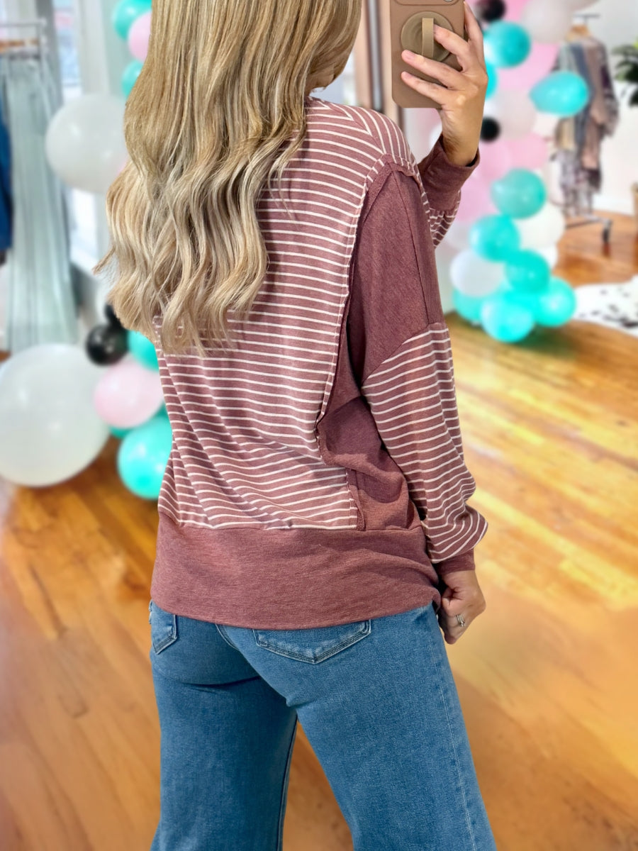 Stylish Striped Color-Block Pullover