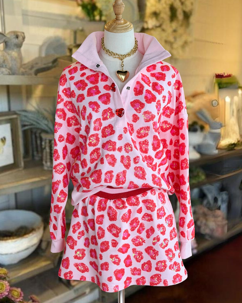 Cute Leopard Print Sequin Pullover