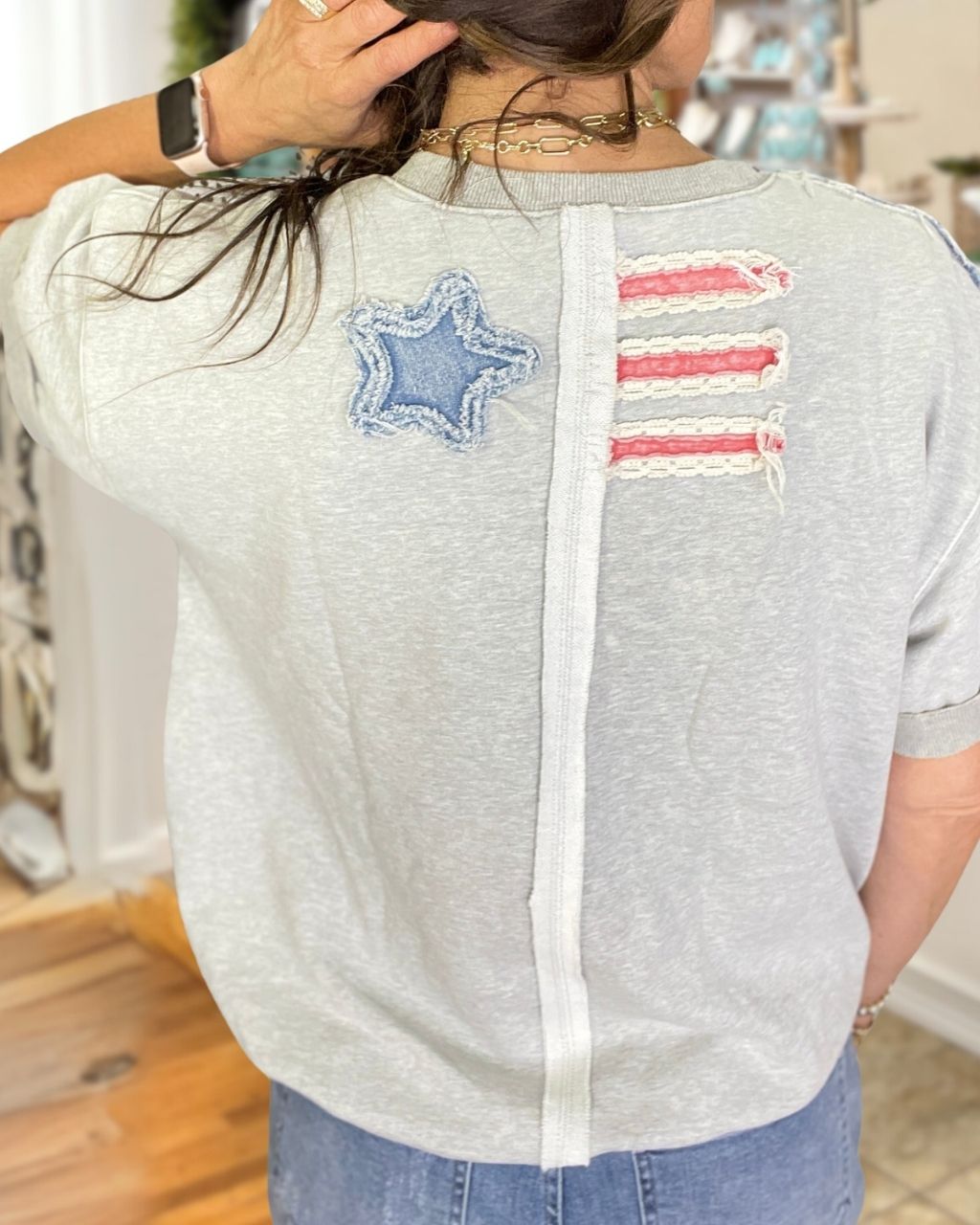 Flag-Style Patch Embroidered T-Shirt