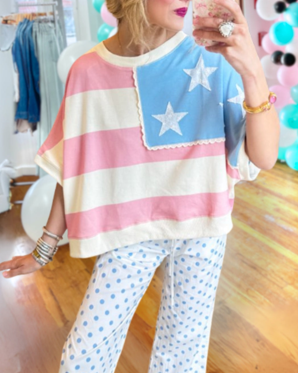 Chic Color-blocked Flag T-shirt