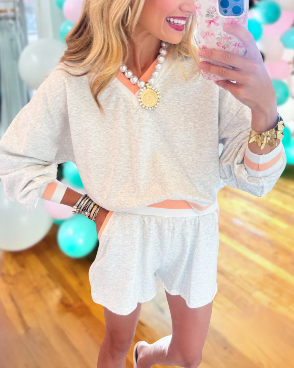 Cozy Contrast Shorts Set