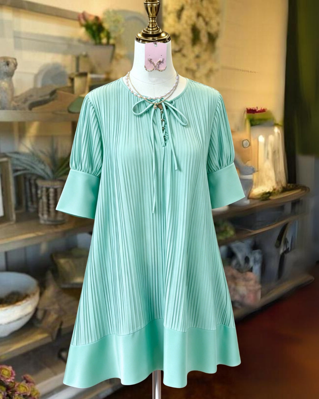 Chic Pleated Satin Dress