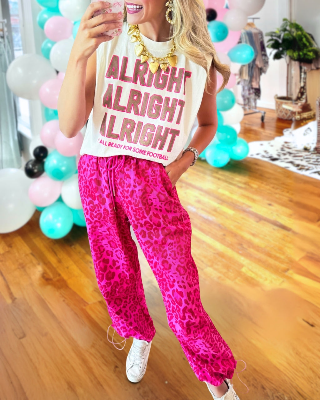 Elastic Waist Leopard Joggers