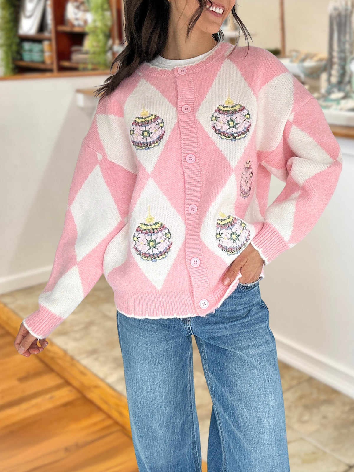 Christmas Bauble Argyle Cardigan
