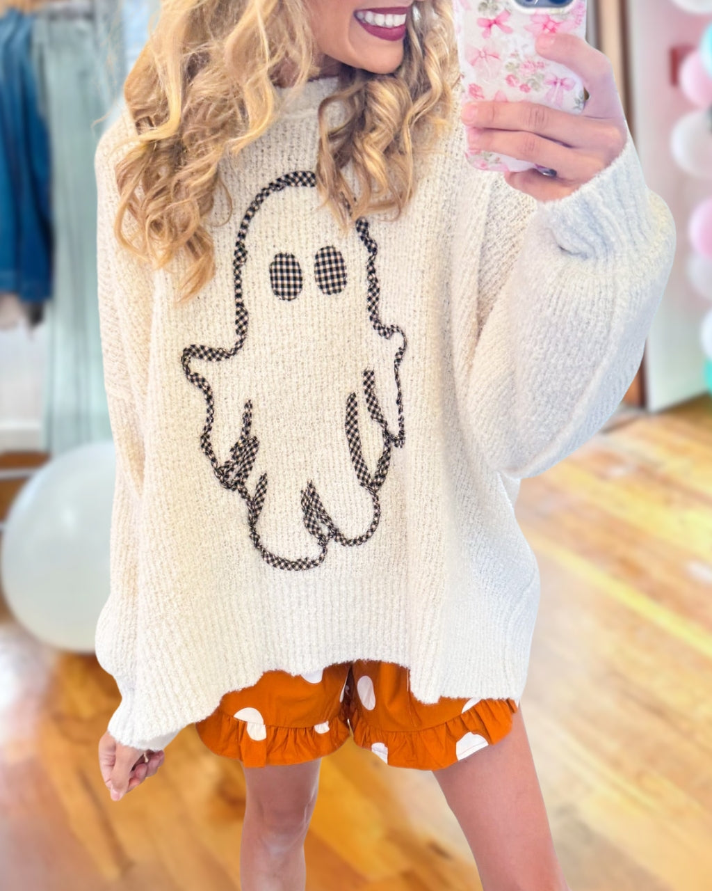 Ghost Embroidered Knitted Pullover
