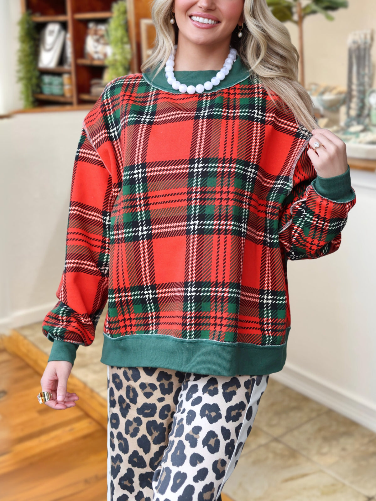 MERRY Plaid Reversible Pullover