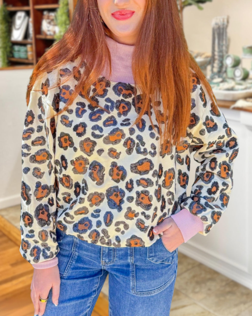 Glam Leopard Glow Sweatshirt