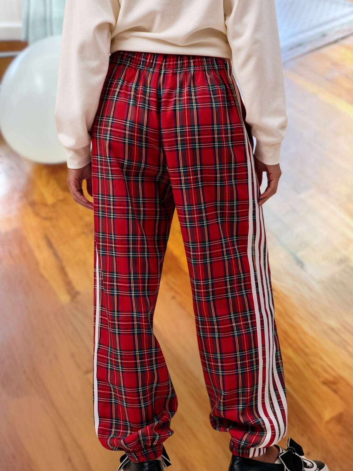 Sports Side Stripe Plaid Pants