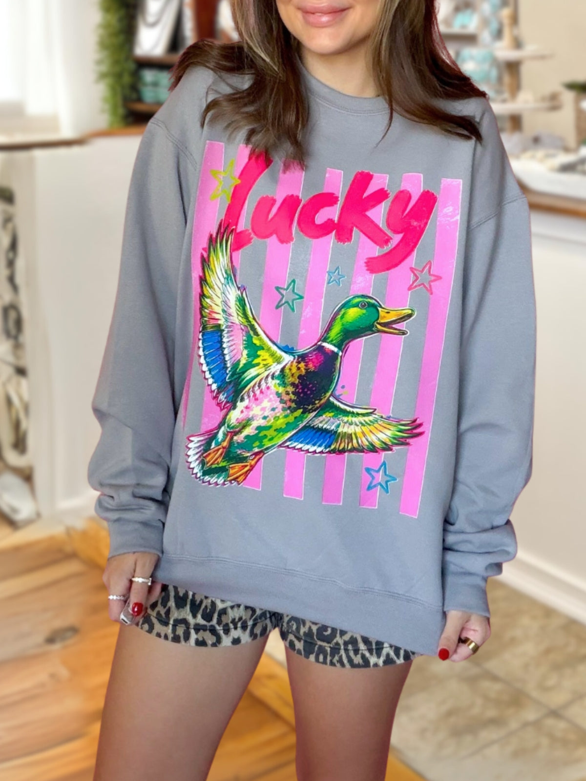 Lucky Mallard Print Pullover