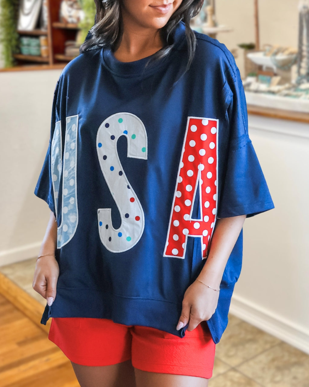 USA Embroidered Patch Top